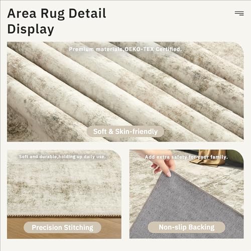 2x3 Abstract Washable Rugs for Kitchen (Beige/Gray / 2' x 3' (Rectangular))