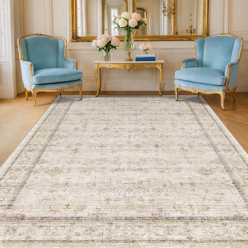 Farmhouse 6x8 Area Rug for Living Room (6' x 8' (Rectangular) / Light Sand Beige)