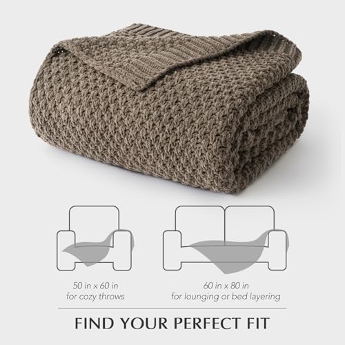 HOME Chunky Chenille Knit Throw Blanket (Mocha Brown / 60" X 80")