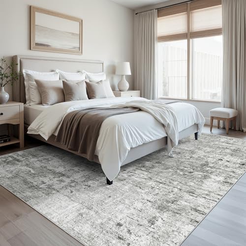 Abstract Rug 8x10 Large Living Room Area Rugs Washable Gray (Gray/White / 8' x 10' (Rectangular))