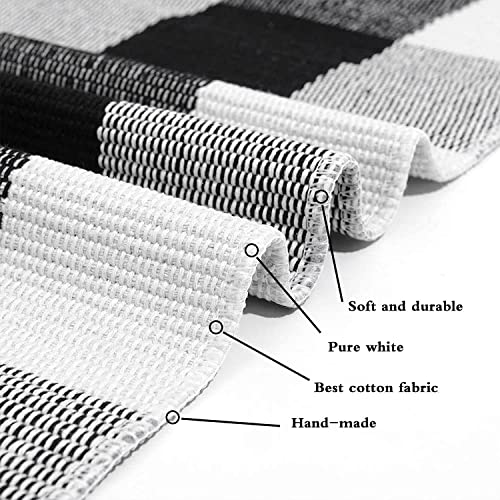 Fall Decor Buffalo Plaid Rug 4' x 6' Black and White Large Front Door Mat (Black and White Plaid / 4' x 6' (Rectangular))