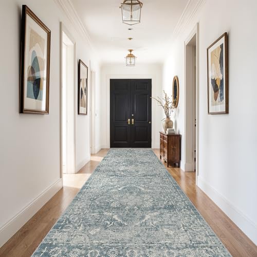 4x10 Washable Hallway Runner Rug (Blue / 4x10)