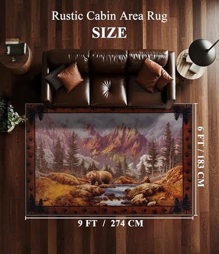 6x9 Mountain Bear Area Rugs for Living Room (Mountain Brown Bear / 6' x 9' (Rectangular))
