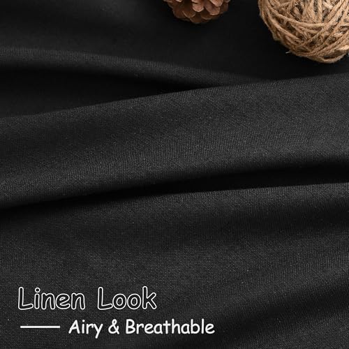 Linen Black Curtains 135 inch Extra Long for Living Room Back Tab Light Filtering Semi Sheer Drapes Modern Farmhouse Coastal Decor Cotton Textured Curtain for Floor to Ceiling High Window 52x135 (52"W x 135"L (Pack of 2) / Black)