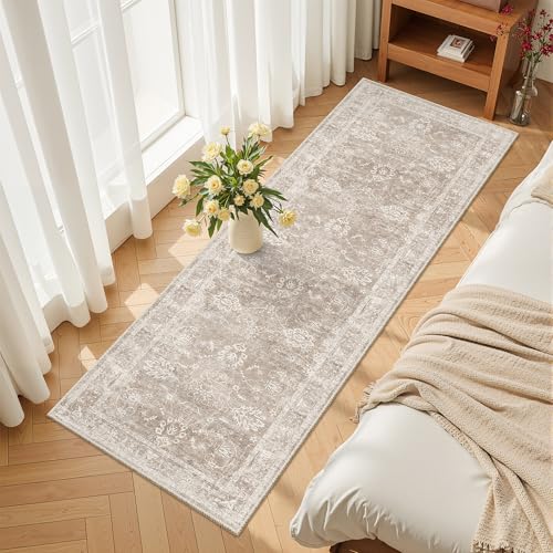 Washable Runner Rug 2x6 (Brown/Sand / 2' x 6' (Runner))