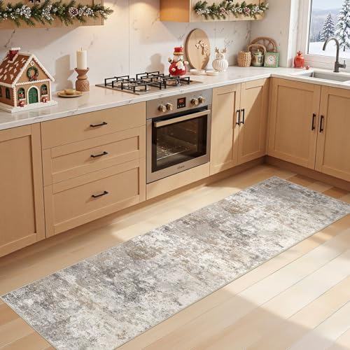 2x8 Washable Runner Rug for Hallway (Brown Grey / 2' x 8' (Runner))