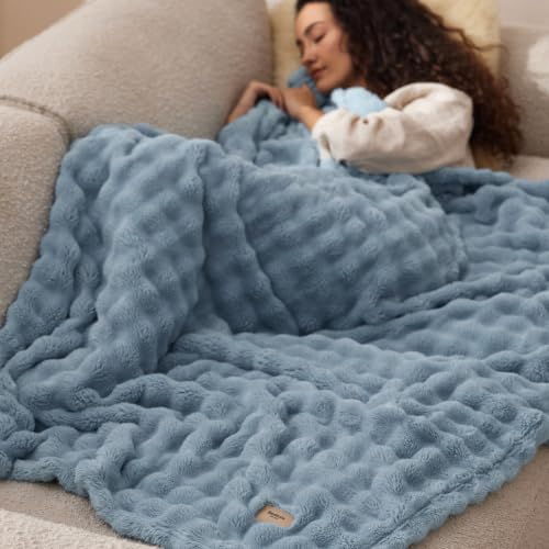 Cloud Bubble Fleece Twin Blanket for Bed (03 Celestial Blue / Twin (60" X 80"))