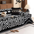 Boho Couch Cover Blanket Geometric Striped Pet Covers for Couches and Sofas Black and White Dog Cover for Couch Pet Friendly Chenille Sectional Sofa Covers for Pets Washable (71" x 134" / Stripe: Black and White)