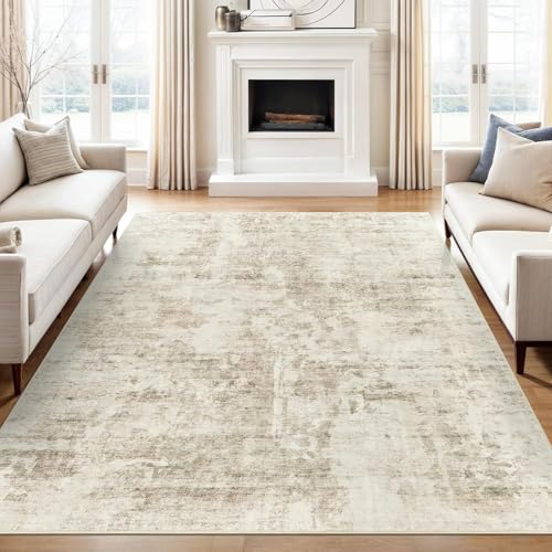 9x12 Area Rugs for Living Room Washable Rug Abstract Beige (Beige/Gray / 9' x 12' (Rectangular))
