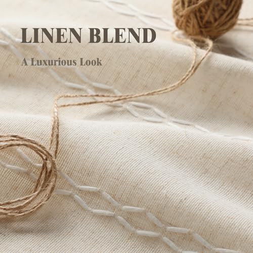 Boho Light Filtering Curtains 63 Inch 2 Panels with Tassels (Light Beige / 52"W x 63"L (Pack of 2))