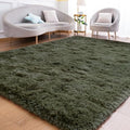 Fluffy Rug for Bedroom Living Room (6' x 9' / Olive Green)