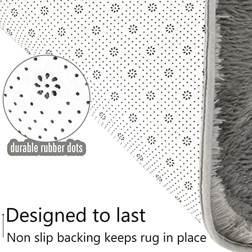 Area Rugs Fluffy Living Room Carpets for Kids Bedroom 6x9 (Grey / 6' x 9' (Rectangular))
