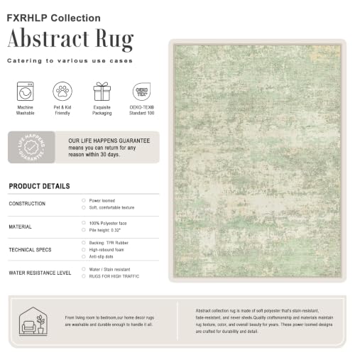 Area Rug Living Room (Green Cream / 4' x 6' (Rectangular))