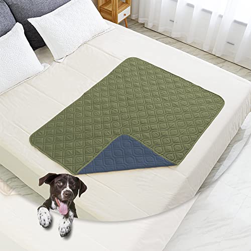 Waterproof Dog Bed Cover Pet Blanket for Furniture Bed Couch Sofa Reversible (40x50 Inch (Pack of 1) / Green+navy Blue)