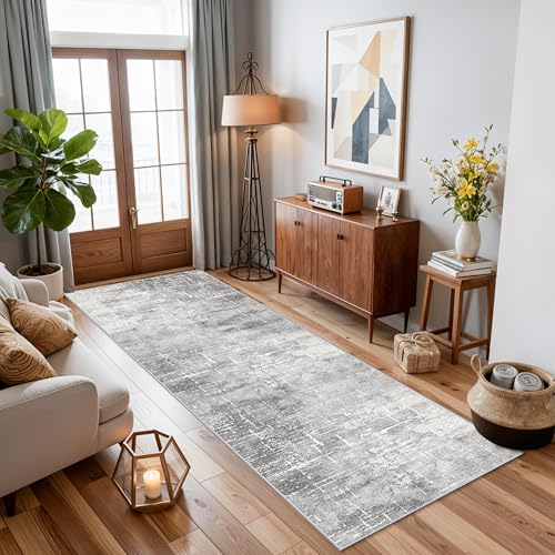 HY HAOYUNLAI Abstract 2x8 Runner (2' x 8' (Rectangular) / Light/Grey)