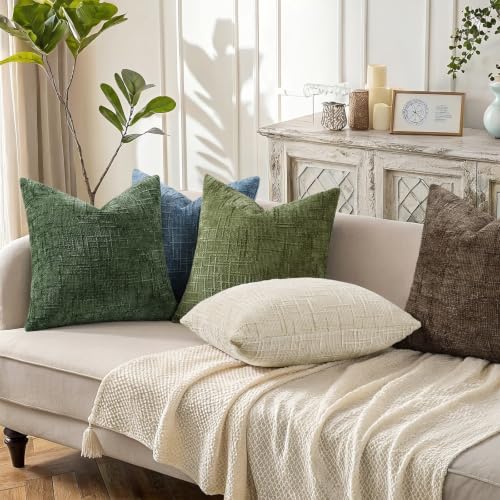 Textured Chenille Throw Pillow Covers 18x18 Set of 2 Camel (Camel / 18" x 18" (Pack of 2))