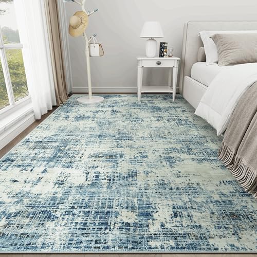 6x9 Washable Area Rug for Living Room Bedroom (Blue Gray/Gold / 6' x 9' (Rectangular))