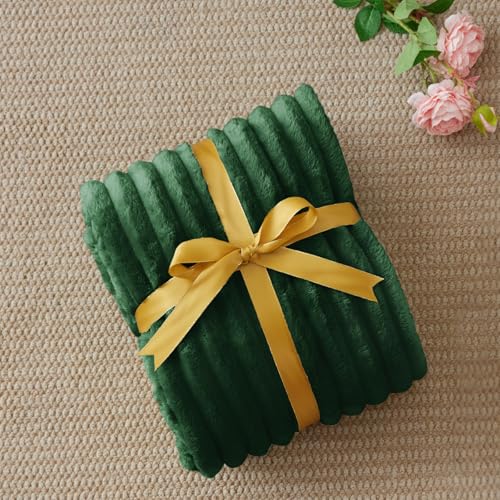 Ribbed Twin Blanket for Couch & Bed (Forest Green / Twin(60"x80"))