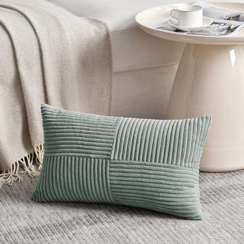 2 Packs Grey Blue Lumbar Decorative Throw Pillow Covers 14x22 Inch for Living Room Couch Bed (Grey Blue / 22" x 14" (Pack of 2))