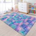 Small Area Rug for Bedroom 3x5ft Mini Tie (Tie-dyed Purple Rainbow / 3' x 5' (Rectangular))
