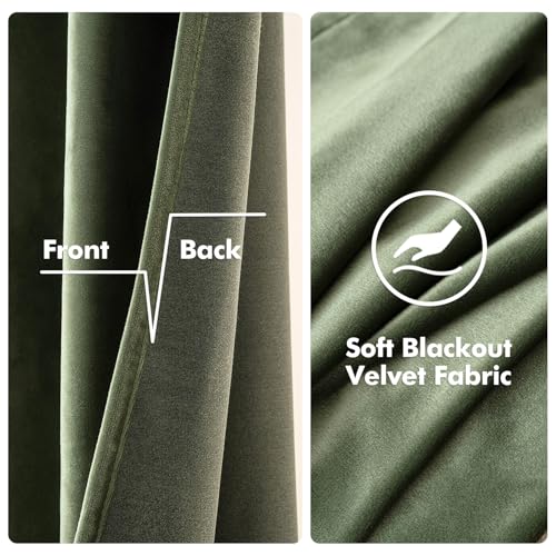 Velvet Curtains Olive Green 52 x 72 Inch Length Set of 2 (Olive Green / 52"W x 72"L (Pack of 2))