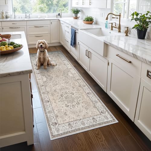 Hallway Washable Runner Rug (3' x 6' (Rectangular) / Beige)