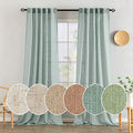 Sea Green Linen Curtains 52x90 Inch Long for Bedroom and Living Room (Aqua / 52"W x 90"L (Pack of 2))