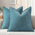 Chenille Teal Velvet Throw Pillow Covers 24x24 Set of 2 (Teal / 24" x 24" (Pack of 2))