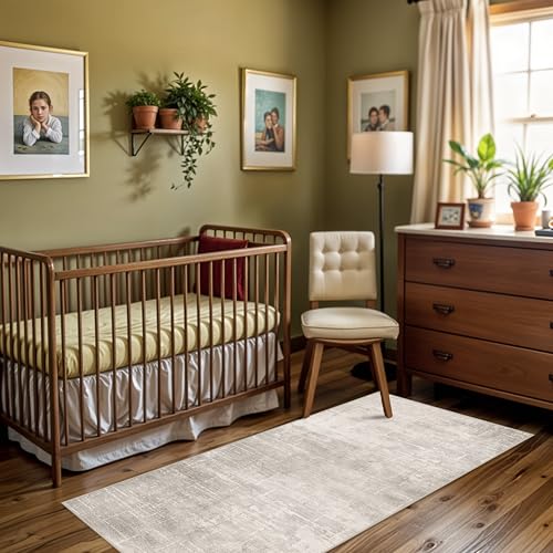 Washable 2x6 Thin Runner Rug (2' x 6' (Rectangular) / Beige/Cream)