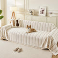 Couch Cover for Sofa (Striped Braid Cream / 71*102 inch)
