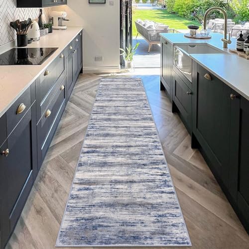 Modern Abstract Kitchen Runner Rug (Blue-grey / 2' x 10' (Runner))