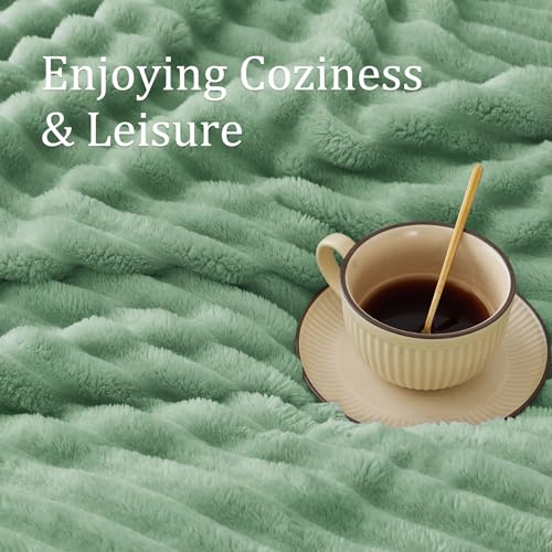Ribbed Green Throw Blanket for Couch (Green / Throw(50"x60"))