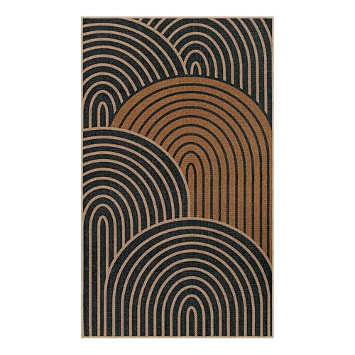 Modern Rainbow Easy Jute 3x5 Rug (3' x 5' (Rectangular) / Black/Multi-rainbow-2)