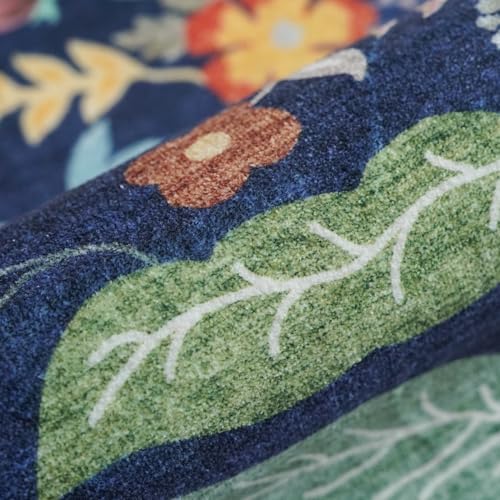 Floral Square Area Rug for Family (5' x 5' (Square) / Purple)