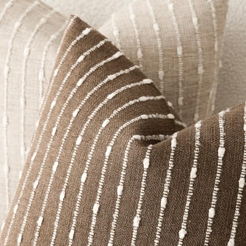 Decorative Striped Boucle Throw Pillow Covers 22x22 Inch Brown (22" x 22" (Pack of 2) / Brown)