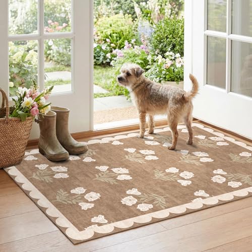 Floral Outdoor Rugs (Flower - Brown / 2'4" x 3'7" (Rectangular))