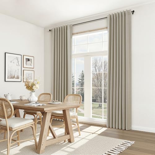 100% Blackout Linen Curtains for Bedroom 90 inches Long (Cobblestone / 52"W x 90"L (Pack of 2))