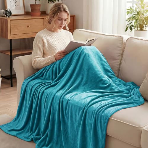 Soft Large Fleece Throw Blanket for Couch (Teal / Throw XL (50" x 70"))