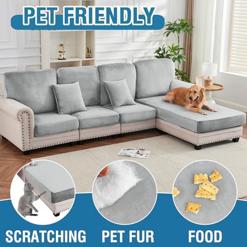 Couch Cover Stretch Velvet Sofa Cushion Cover 1 (Light Grey / 1PC Seater or Backrest)
