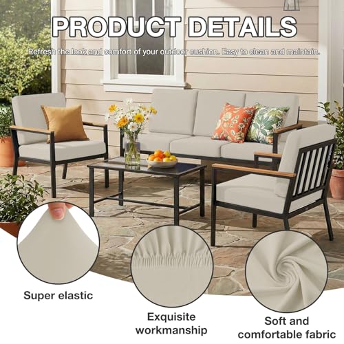 8Pcs Patio Cushion Covers (Taupe / 8PCS)