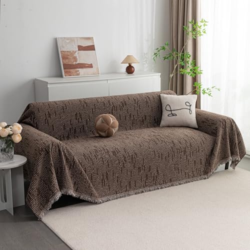 Couch Covers for 2 Cushion Couch Sectional Sofa (71" x 102" / 9# Lines Deep Chocolate)