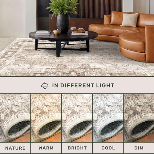 Boho 7x9 Area Rug for Living Room (7' x 9' (Rectangular) / Latte / Beige)
