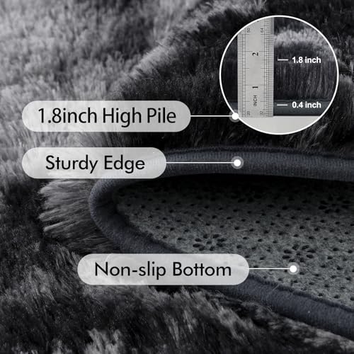 4x6 Ft Shag Rugs for Bedroom Living Room (Dark Grey / 4' X 6' (Rectangular))