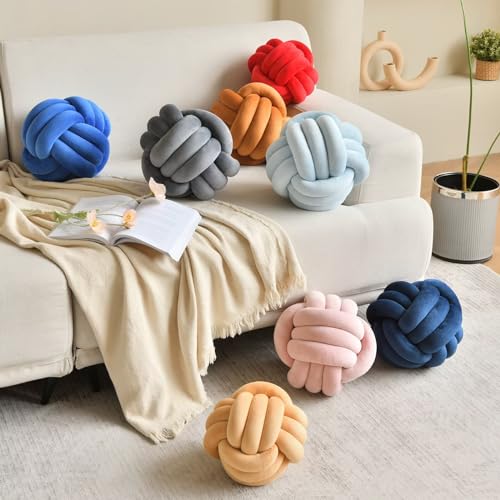Knot Pillow Ball Navy Blue 8 Inch Small Decorative Throw Pillow (Small - 8 inches / Navy Blue)