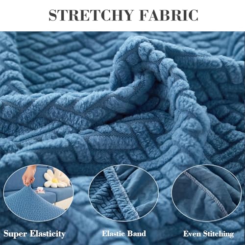Sofa Covers Couch Covers for Sofa Pet Friendly Couch Cushion Covers Universal Sofa Covers Washable Stretch Slipcovers for Sectional Sofa (Texture Blue / Back Cover L)