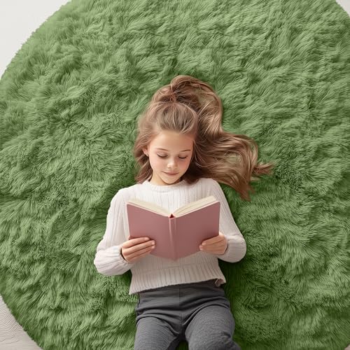 Green Round Rugs for Bedroom (5 Ft Round / Green)