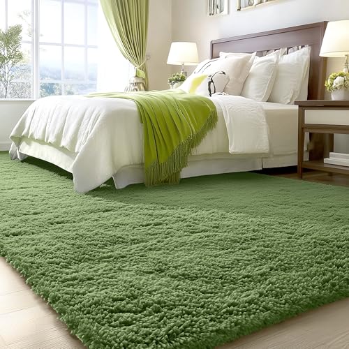 5x7 Machine Washable Large Area Rugs for Living Room (5x7 Ft / Green)