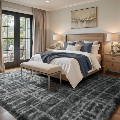 Shag Rugs for Bedroom Living Room (Fe Grey 5sm11 / 4' X 6' (Rectangular))