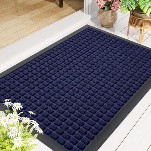 Front Door Mat Outside Entrance (Navy Blue / 47" X 23")