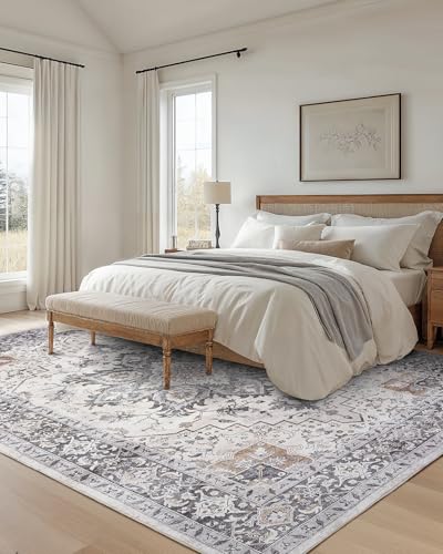 Amada Large 9x12 Washable Area Rug for Living Room (9' x 12' (Rectangular) / Taupe)